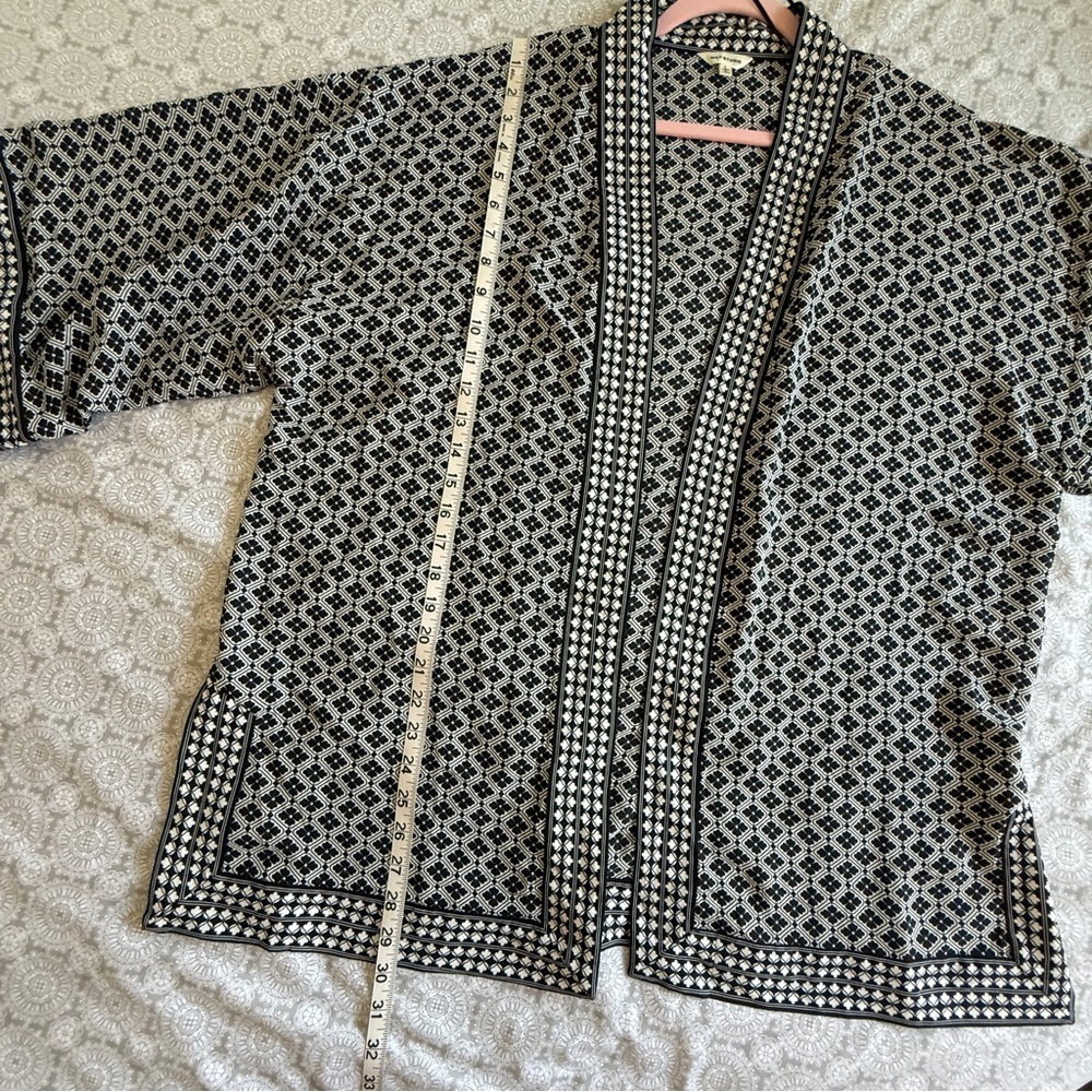 Max Studio Black & White Geometric Kimono Size L - Picture 6 of 8